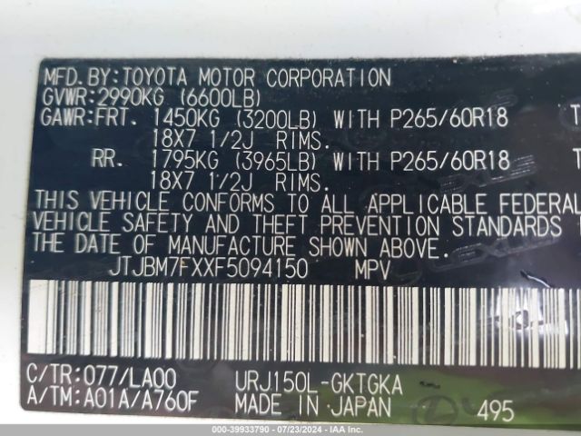 JTJBM7FXXF5094150 Lexus 460