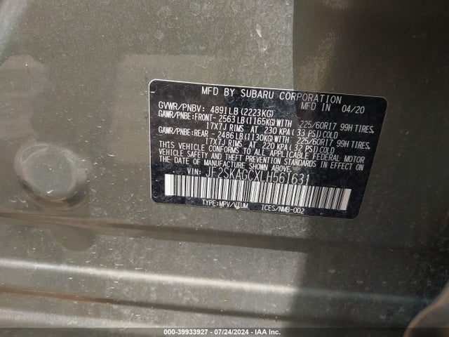 Subaru Forester Premium 2020 JF2SKAGCXLH561631 Image 9