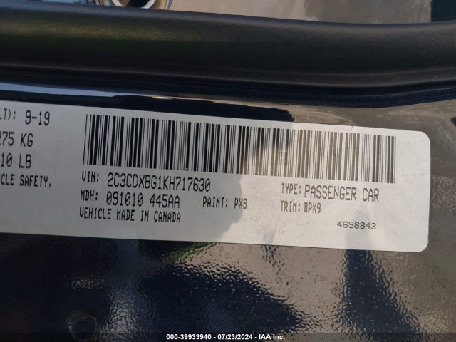 Dodge Charger Sxt Rwd 2019 2C3CDXBG1KH717630 Image 9