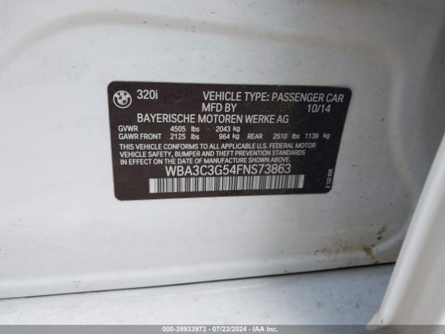 WBA3C3G54FNS73863 BMW 320i Xdrive