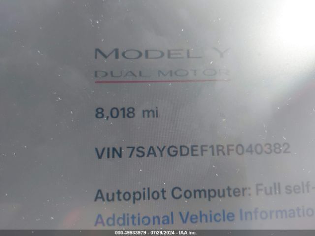 7SAYGDEF1RF040382 Tesla Model Y Performance Dual Motor All-wheel Drive