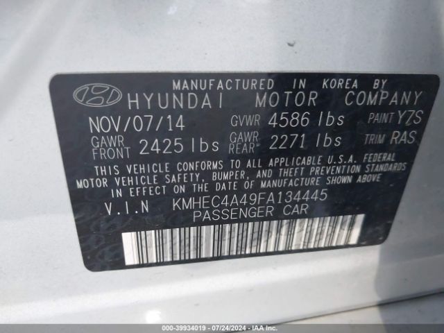 KMHEC4A49FA134445 Hyundai SONATA HYBRID