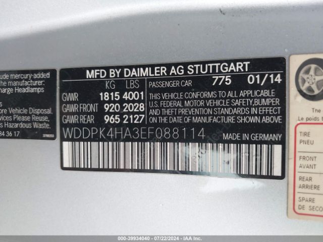 WDDPK4HA3EF088114 Mercedes-Benz SLK 250