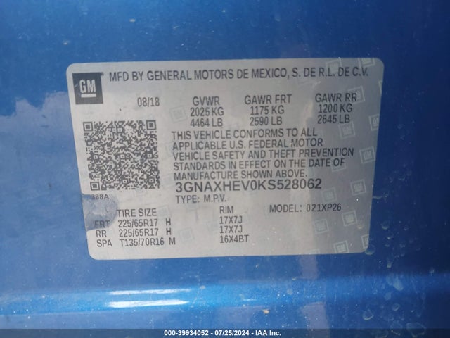 Chevrolet EQUINOX LS 2019 3GNAXHEV0KS528062 Image 9