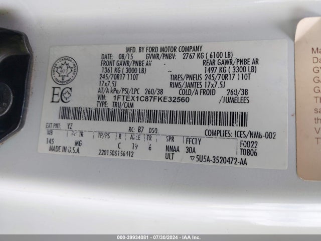 Ford F-150 Xlt 2015 1FTEX1C87FKE32560 Image 9