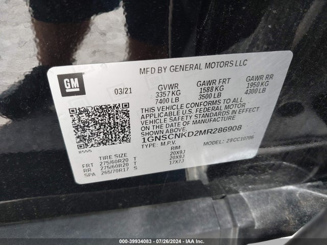 Chevrolet Tahoe 2wd Lt 2021 1GNSCNKD2MR286908 Image 9