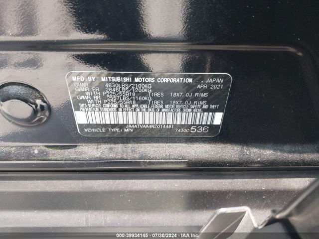 JA4ATVAA4NZ014481 Mitsubishi Eclipse Cross Le S-awc