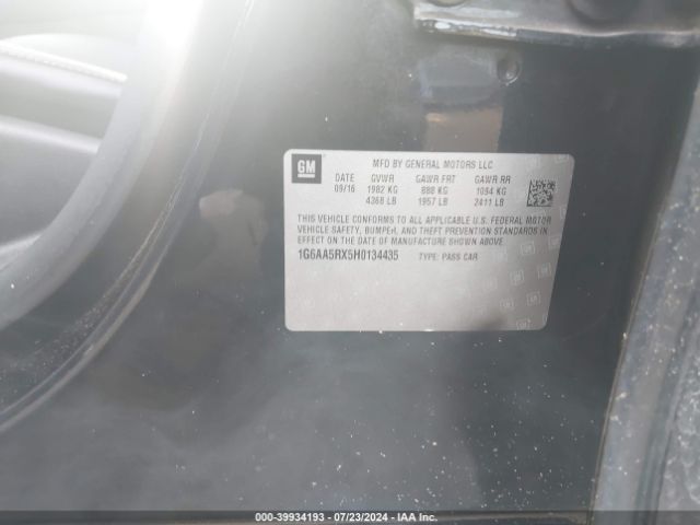 1G6AA5RX5H0134435 Cadillac Ats Standard