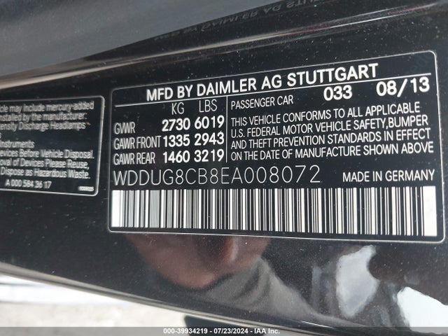 WDDUG8CB8EA008072 Mercedes-Benz S 550