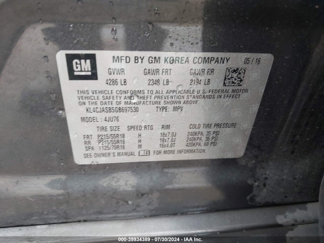 Buick Encore 2016 KL4CJASB5GB697530 Image 9