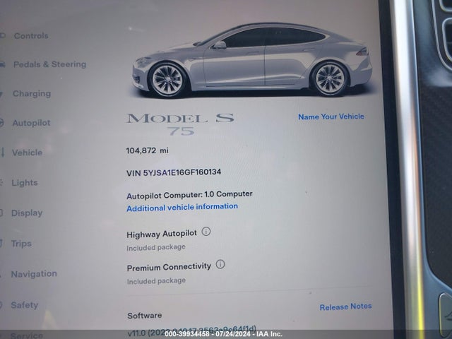 Tesla Model S 60/70/75/85 2016 5YJSA1E16GF160134 Image 7
