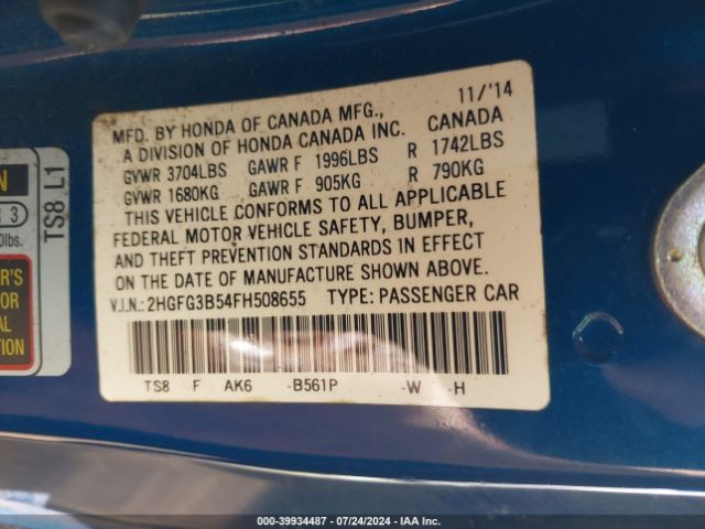 2HGFG3B54FH508655 Honda Civic Lx