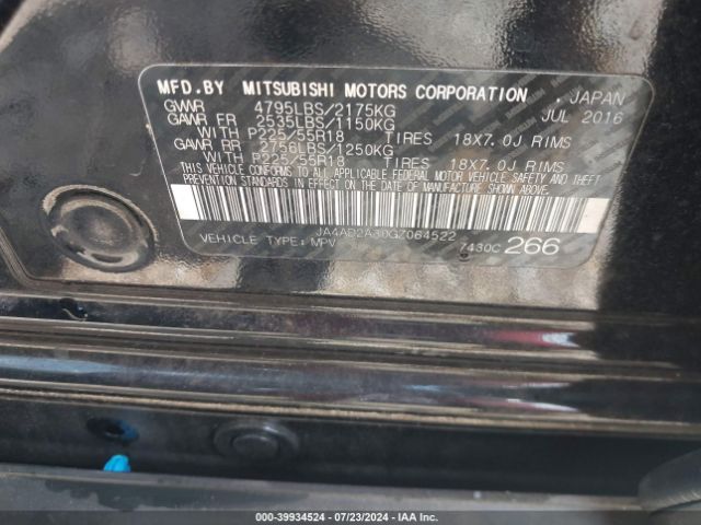 JA4AD2A30GZ064522 Mitsubishi Outlander Es