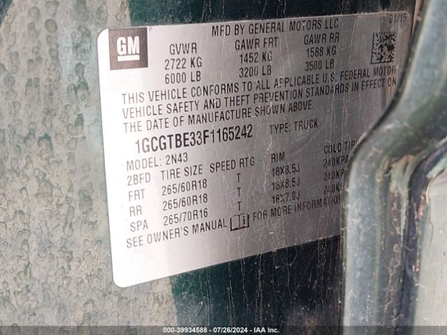 1GCGTBE33F1165242 Chevrolet Colorado Lt