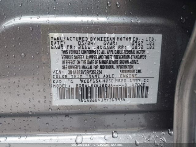 3N1AB8BV3RY363954 Nissan Sentra S Xtronic Cvt