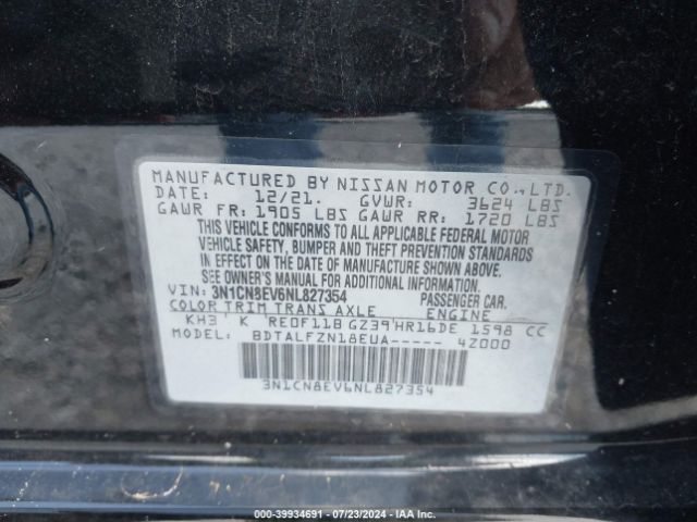 3N1CN8EV6NL827354 Nissan Versa 1.6 Sv Xtronic Cvt