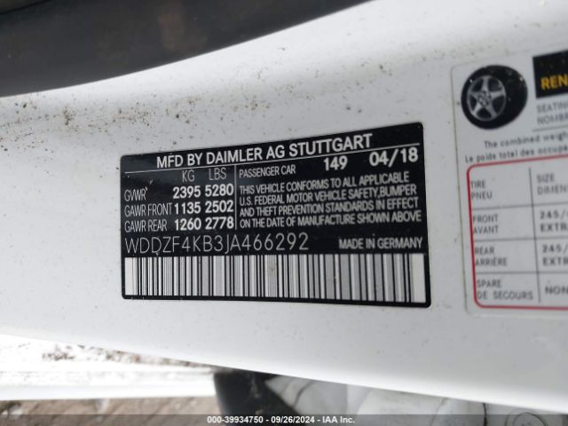 WDDZF4KB3JA466292 Mercedes-Benz E 300 4matic