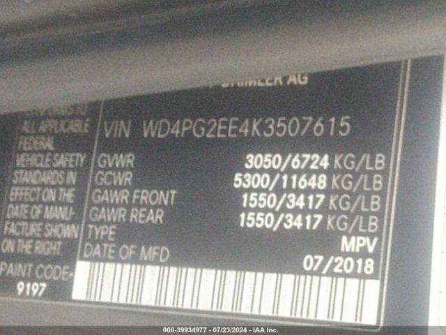 WD4PG2EE4K3507615 Mercedes-Benz Metris