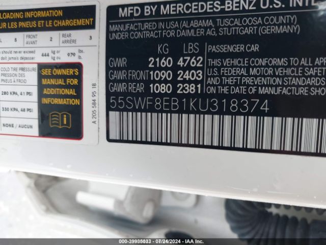 55SWF8EB1KU318374 Mercedes-Benz C 300 4matic