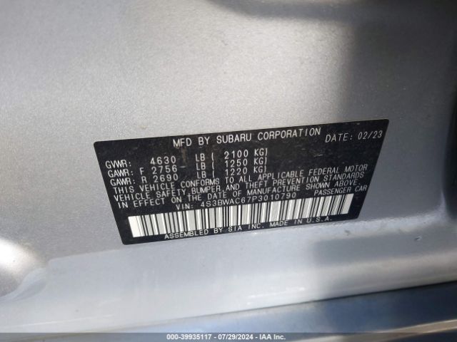 4S3BWAC67P3010790 Subaru Legacy Premium