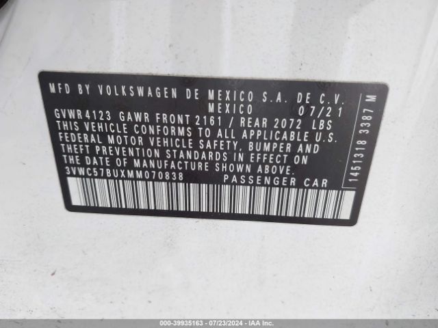 3VWC57BUXMM070838 Volkswagen Jetta 1.4t R-line/1.4t S/1.4t Se