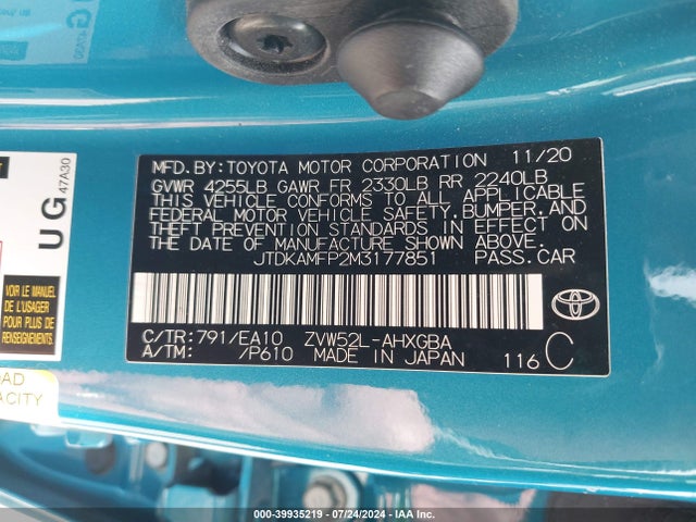 Toyota Prius Prime Limited 2021 JTDKAMFP2M3177851 Image 9