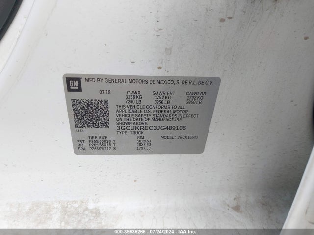 Chevrolet Silverado 1500 2lt 2018 3GCUKREC3JG489106 Image 9
