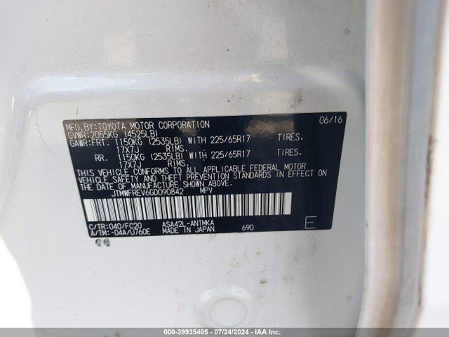 Toyota Rav4 Xle 2016 JTMWFREV6GD090842 Image 9