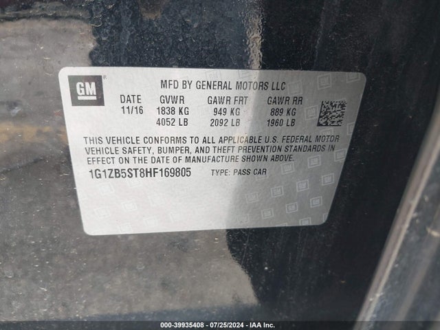 Chevrolet MALIBU LS 2017 1G1ZB5ST8HF169805 Image 9