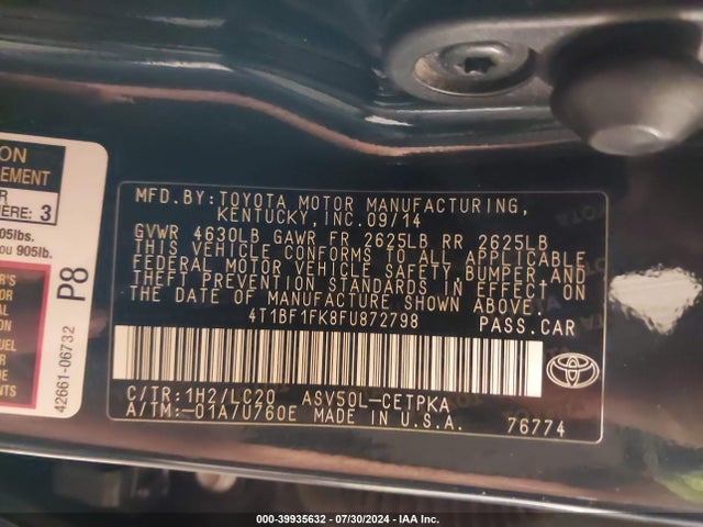 Toyota CAMRY XSE 2015 4T1BF1FK8FU872798 Image 9