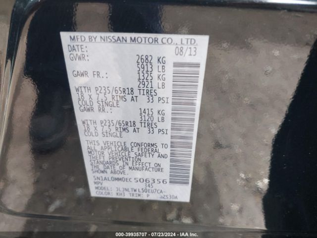 5N1AL0MM0EC506356 Infiniti QX60