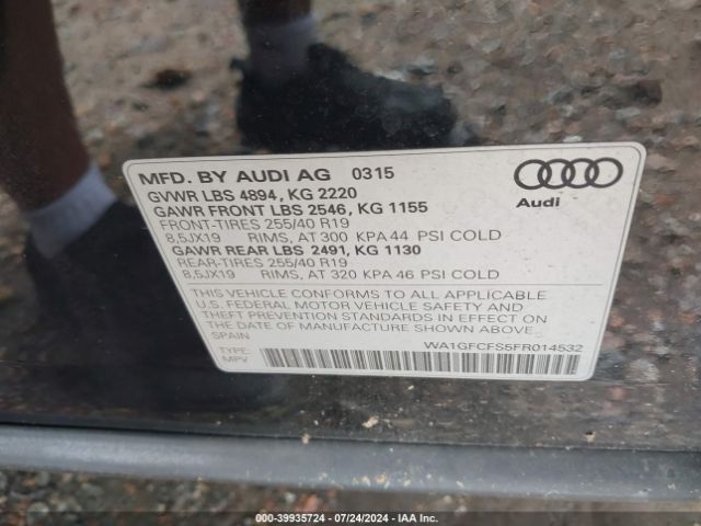 WA1GFCFS5FR014532 Audi Q3 2.0t Premium Plus