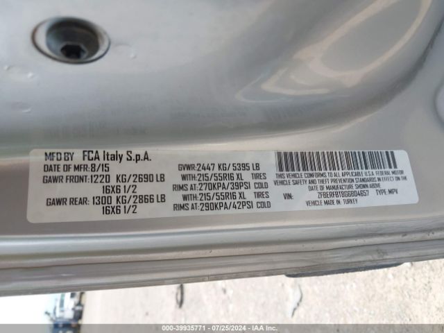 ZFBERFBT8G6B04657 RAM Promaster City Tradesman Slt