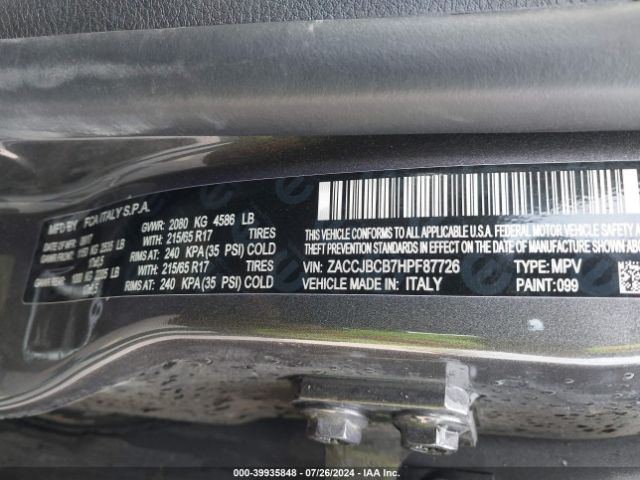 ZACCJBCB7HPF87726 Jeep Renegade Trailhawk 4x4