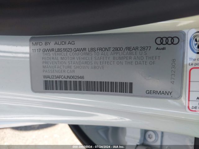 WAU23AFC4JN062946 Audi A7 3.0t Premium Plus