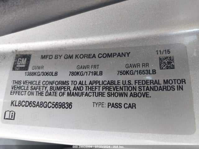 Chevrolet Spark 1lt Cvt 2016 KL8CD6SA8GC569836 Image 9