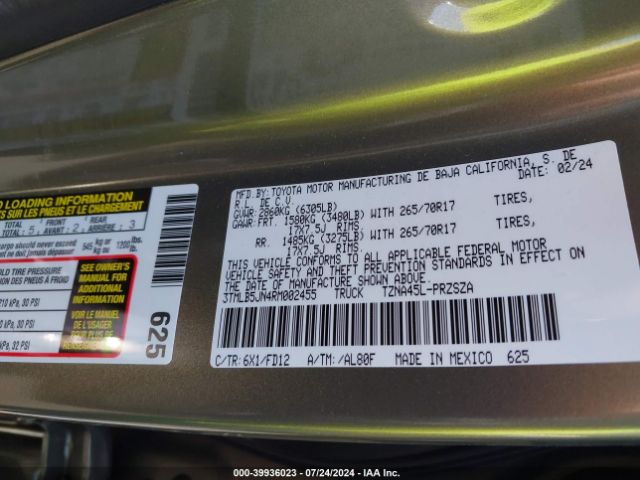 3TMLB5JN4RM002455 Toyota Tacoma Trd Off Road