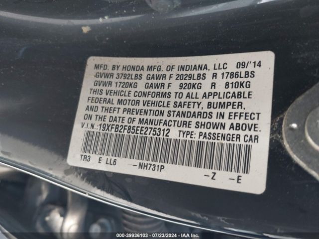 19XFB2F85EE275312 Honda CIVIC EX