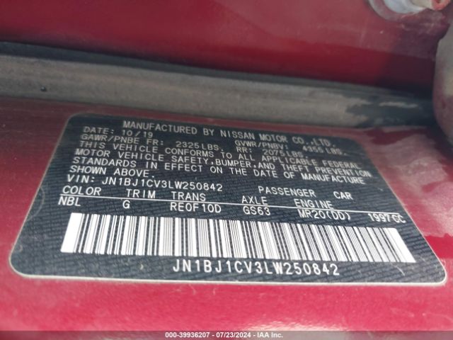 JN1BJ1CV3LW250842 Nissan Rogue Sport S Fwd Xtronic Cvt