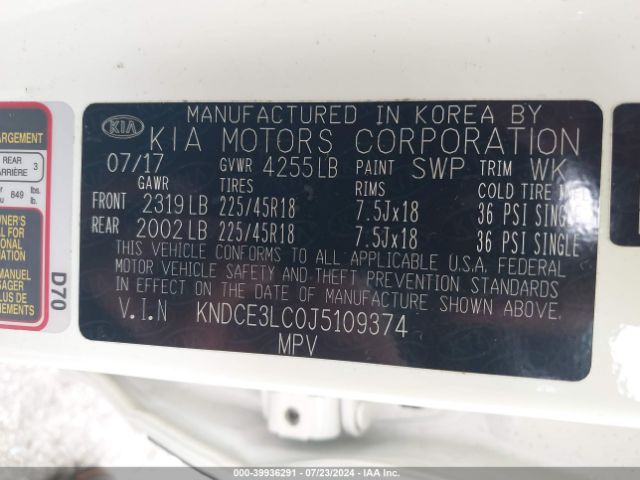 KNDCE3LC0J5109374 KIA Niro Touring