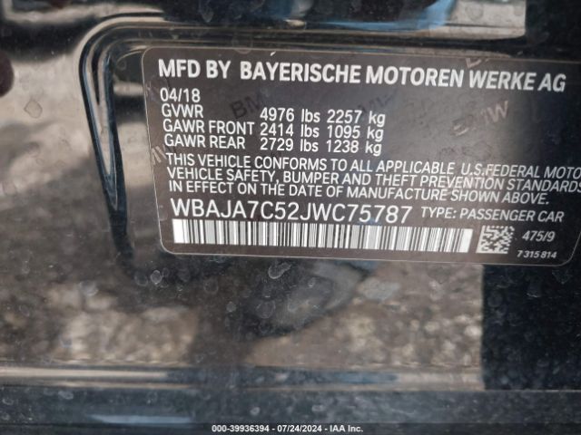 WBAJA7C52JWC75787 BMW 530i Xdrive