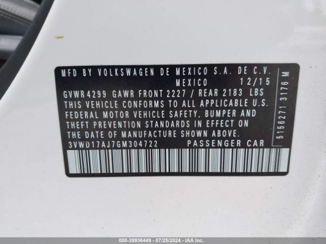 3VWD17AJ7GM304722 Volkswagen Jetta 1.8t Sport