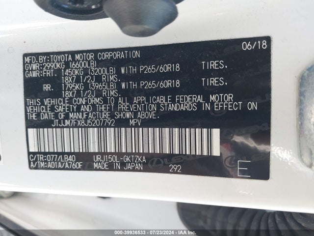 JTJJM7FX8J5207792 Lexus 460 Luxury