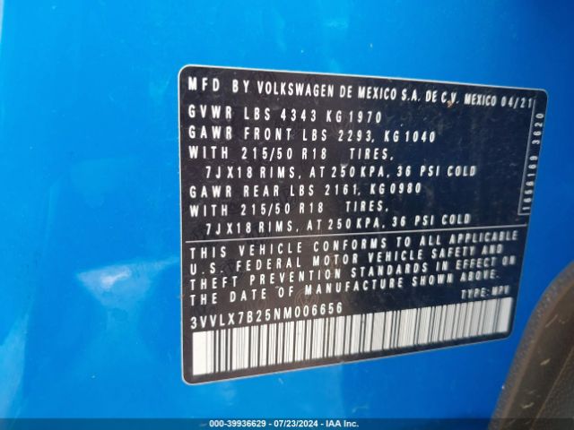 3VVLX7B25NM006656 Volkswagen Taos 1.5t Se