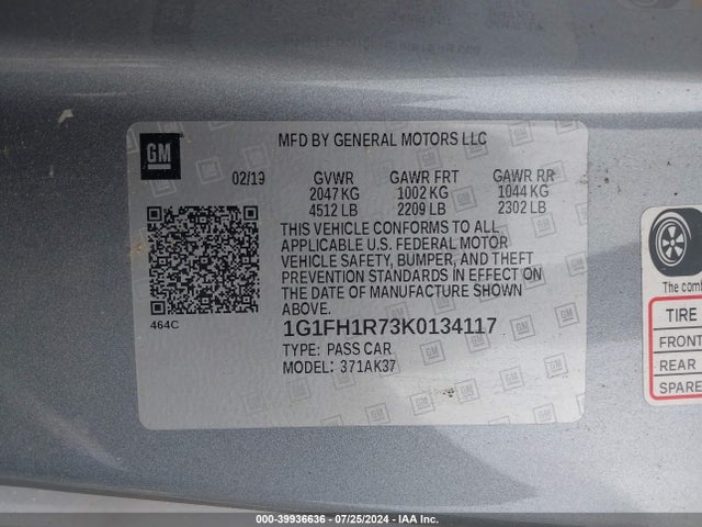 Chevrolet CAMARO 2SS 2019 1G1FH1R73K0134117 Image 9