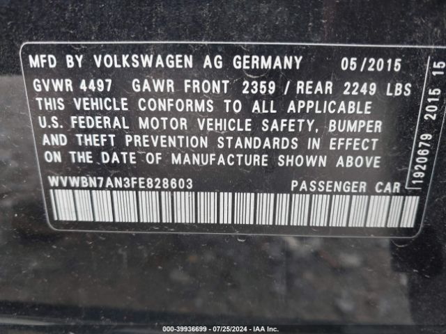 WVWBN7AN3FE828603 Volkswagen Cc 2.0t Sport