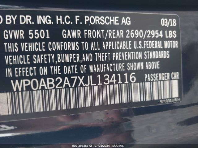 WP0AB2A7XJL134116 Porsche Panamera 4s
