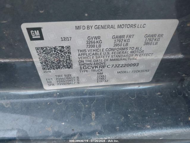 1GCVKREC7JZ220093 Chevrolet Silverado 1500 1lt