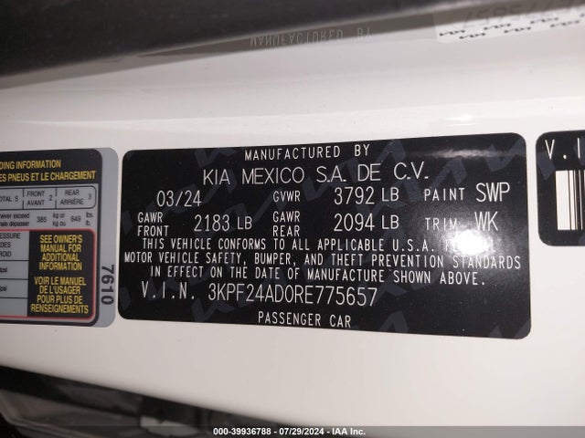 KIA Forte Lxs 2024 3KPF24AD0RE775657 Image 9