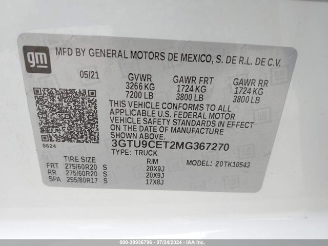 GMC Sierra 1500 4wd  Short Box Elevation 2021 3GTU9CET2MG367270 Image 9